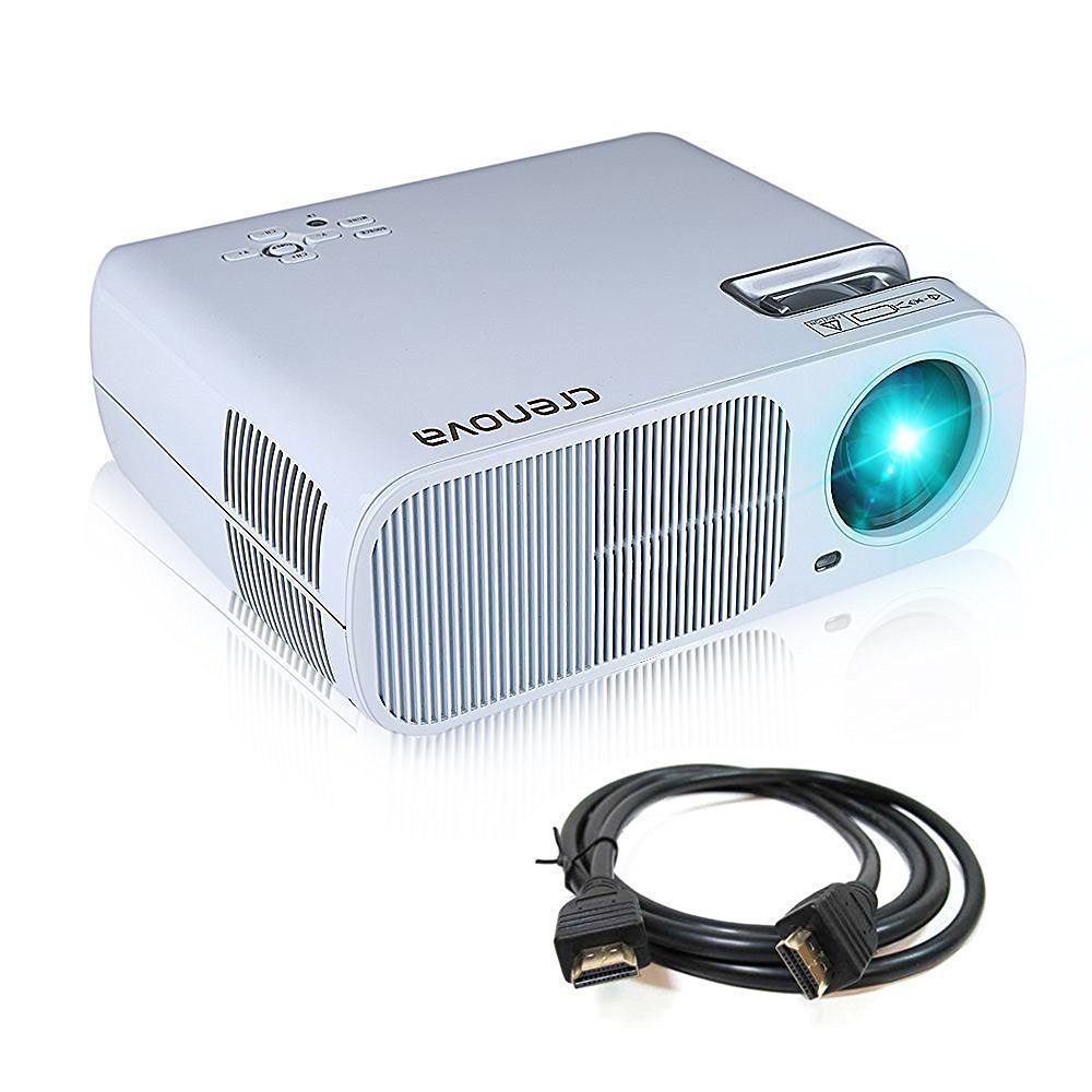 Projector, Crenova XPE600 BL20 2600 Lumens Video Projector Home Cinema Theater Projector, Support 1080P HD with 5.0 Inch LCD TFT Display + Free HDMI + 1 Year Warranty – White