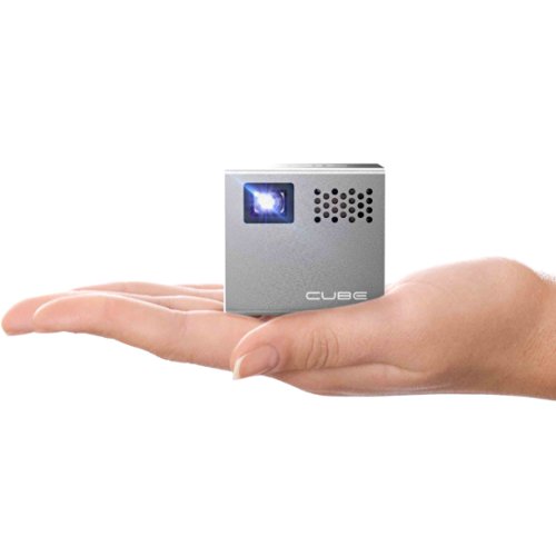 RIF6 Cube Mobile Projector with 120-inch Display, Portable, Rechargeable, includes HDMI Cables