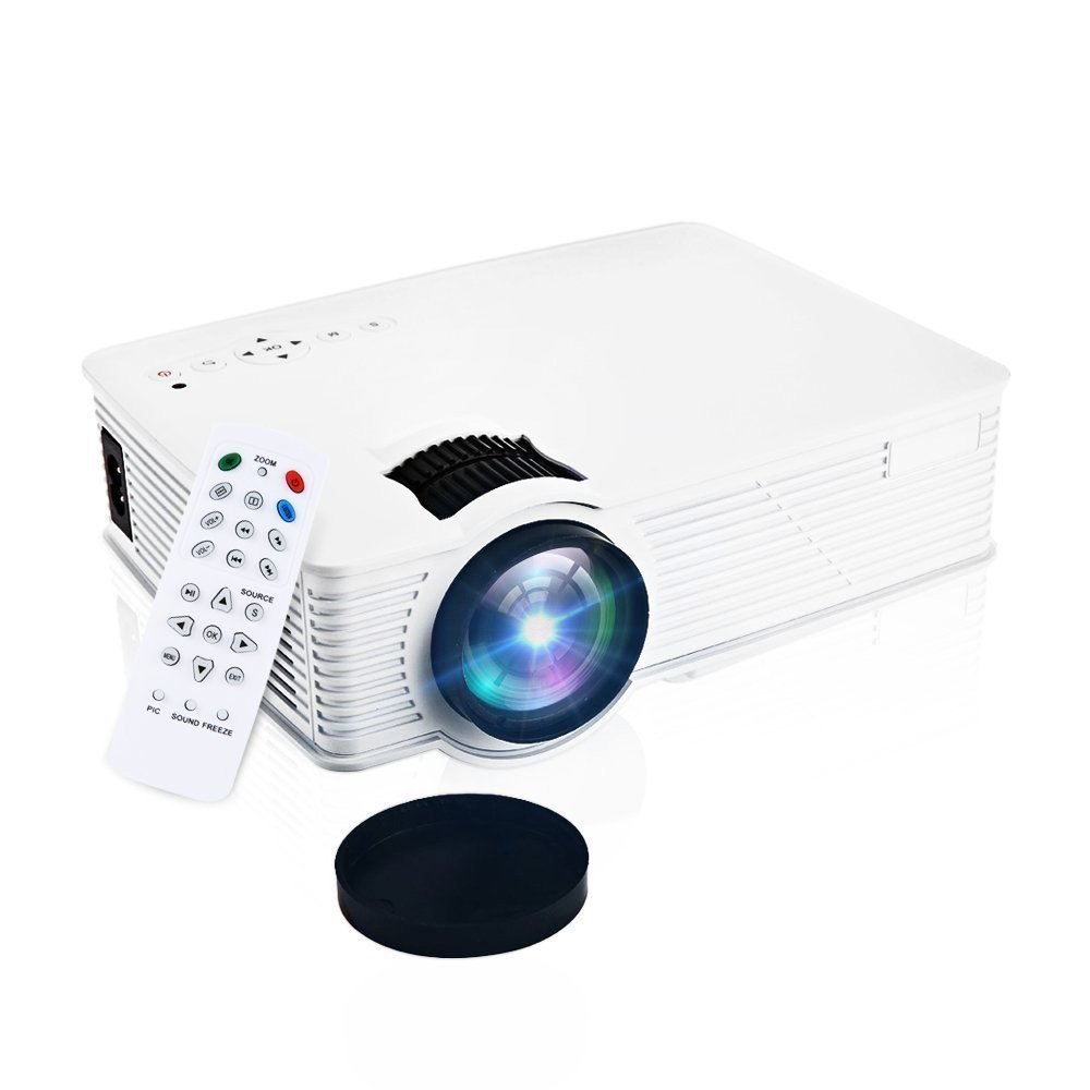 GBTIGER Portable Mini Projector 1500 Lumens 1920 x 1080 Pixels 20000Hours Lens Life times LCD LED Projector Home Theater, AV/HDMI/VGA/USB (White)