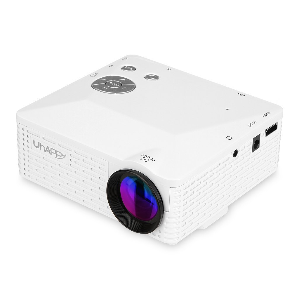 Uhappy Mini Portable High Definition Projector Home Theatre Cinema 320x240 AV/VGA/USB/SD/HDMI,Low Noise and Dust Free Design. (White)