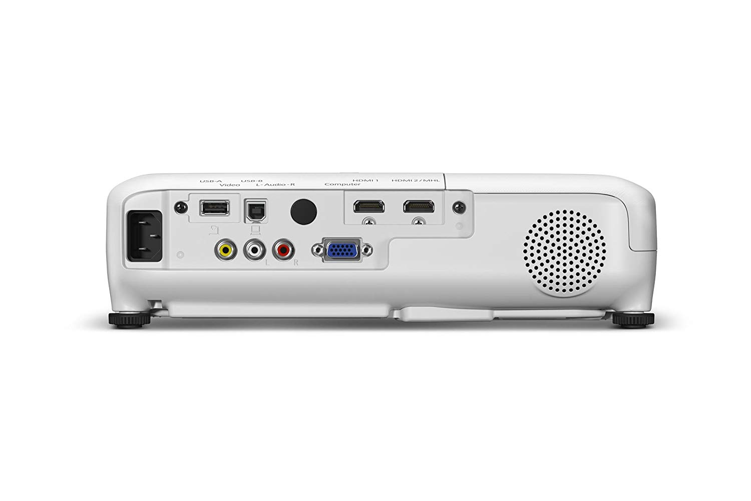 Epson Home Cinema 1040 1080p Projector: USB A & USB B Ports | Videos, L Audio R | HDMI 1 and HDMI 2 / MHL Computer