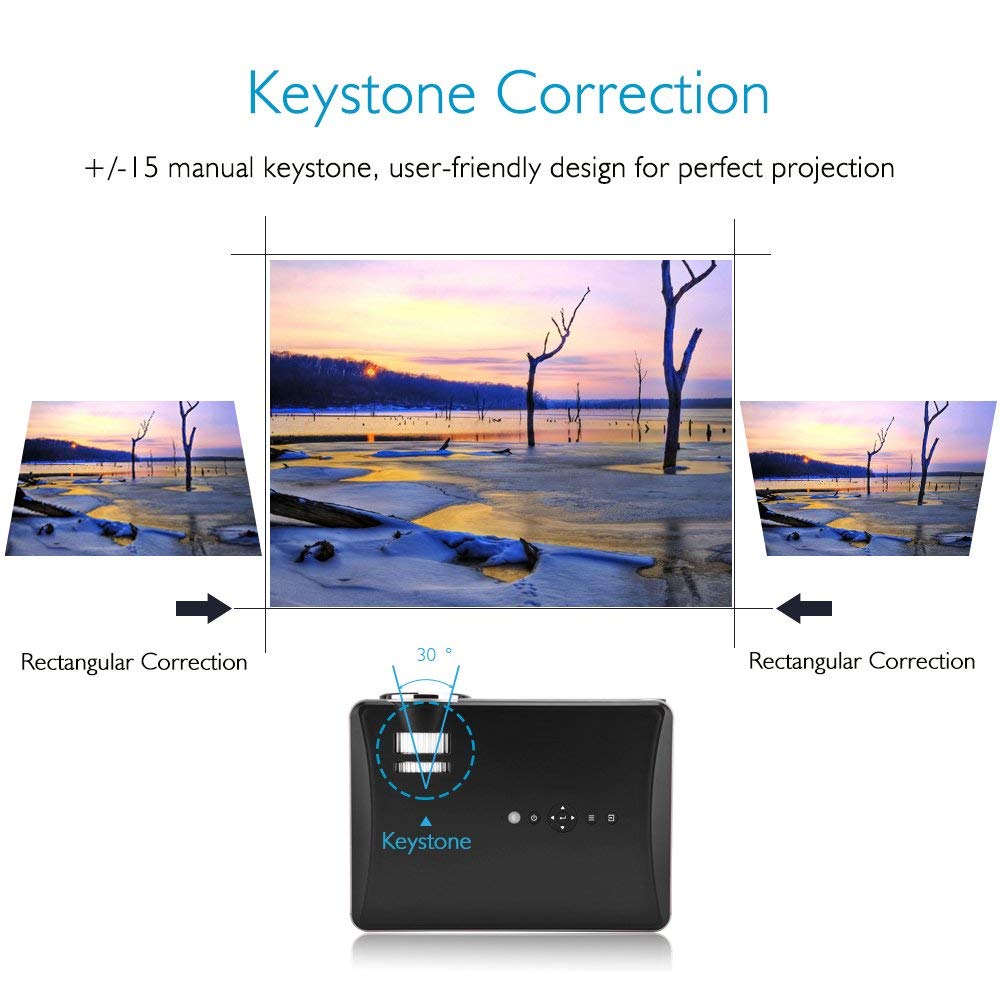 Keystone Correction: +/- manual keystone, user friendly design for perfect projection, rectangular correction, 