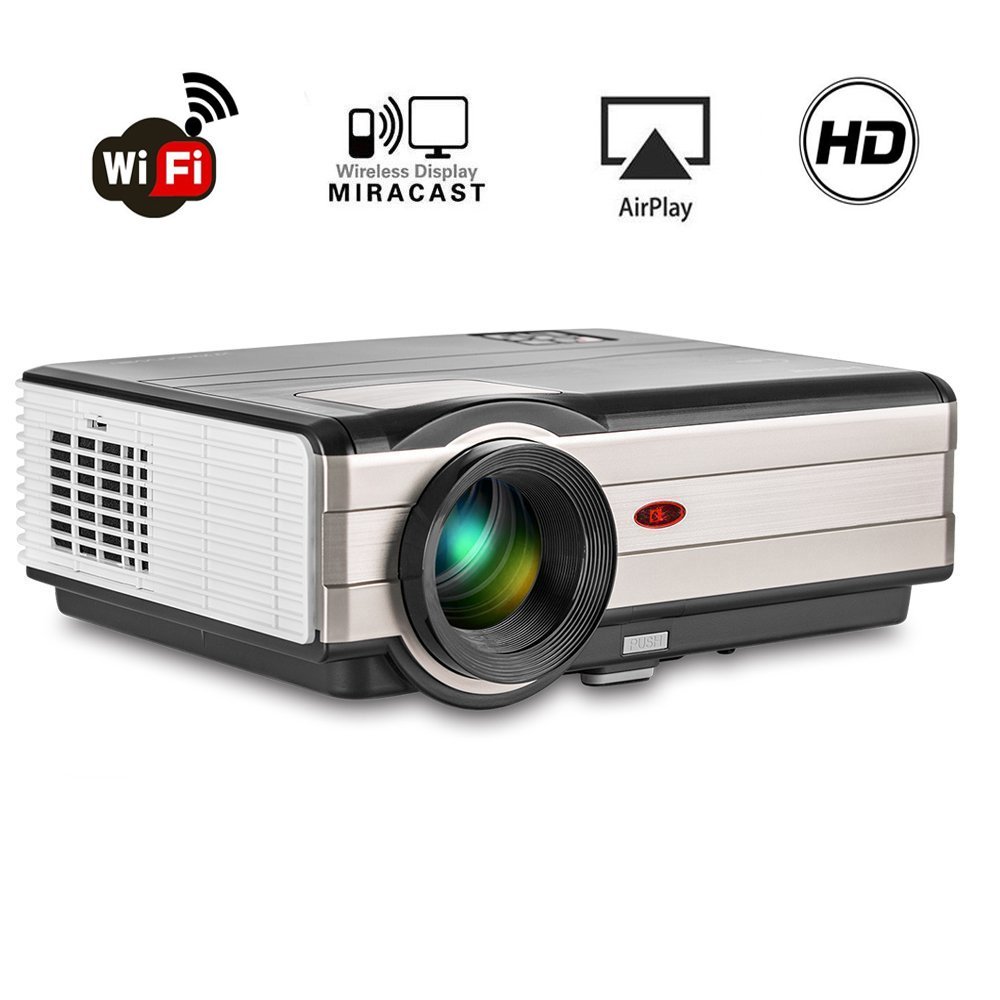Wireless Projector WiFi 3500 Lumens High Brightness 1080p Video porjector 1080x800 HDMI VGA USB Andriod Home Cinema Theater for iPad iPhone Smartphone IOS Game Movie Party Indoor Outdoor Entertainment