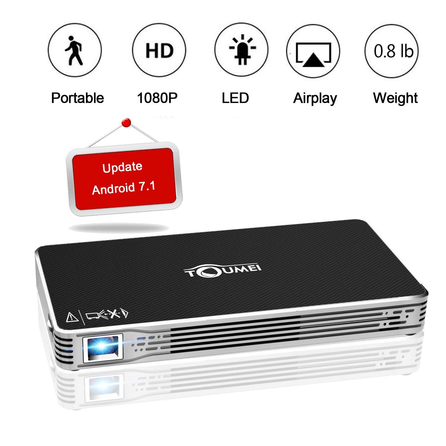 portable 1080p, led, airplay weight - toumei video projector