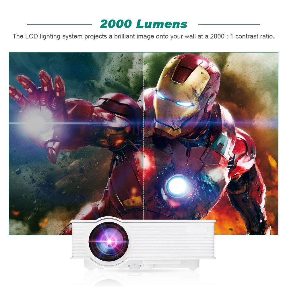 2000 Lumens Brightness of this GBTiger Projector