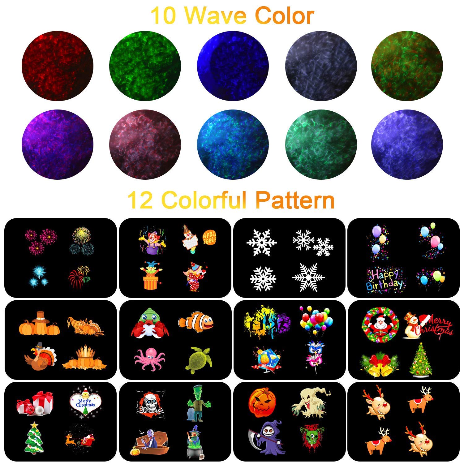 10 wave color and 12 colorful pattern