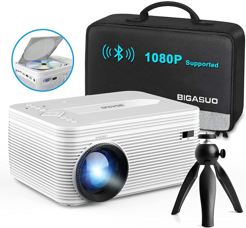 Bigasuo video projector - bluetooth 5.0 hd projector home theater