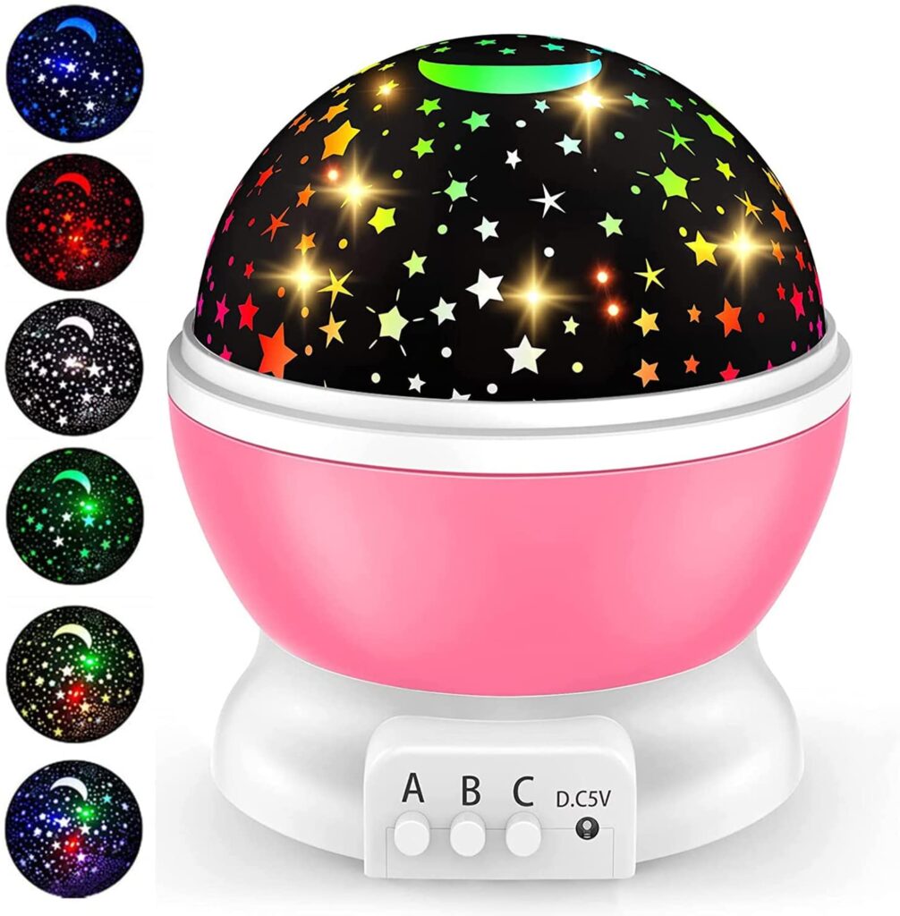 Pinci Portable Starry Sky Projector, Warm Light Night Light, Stars and Moon Projector Suitable for Decorating Children's Room