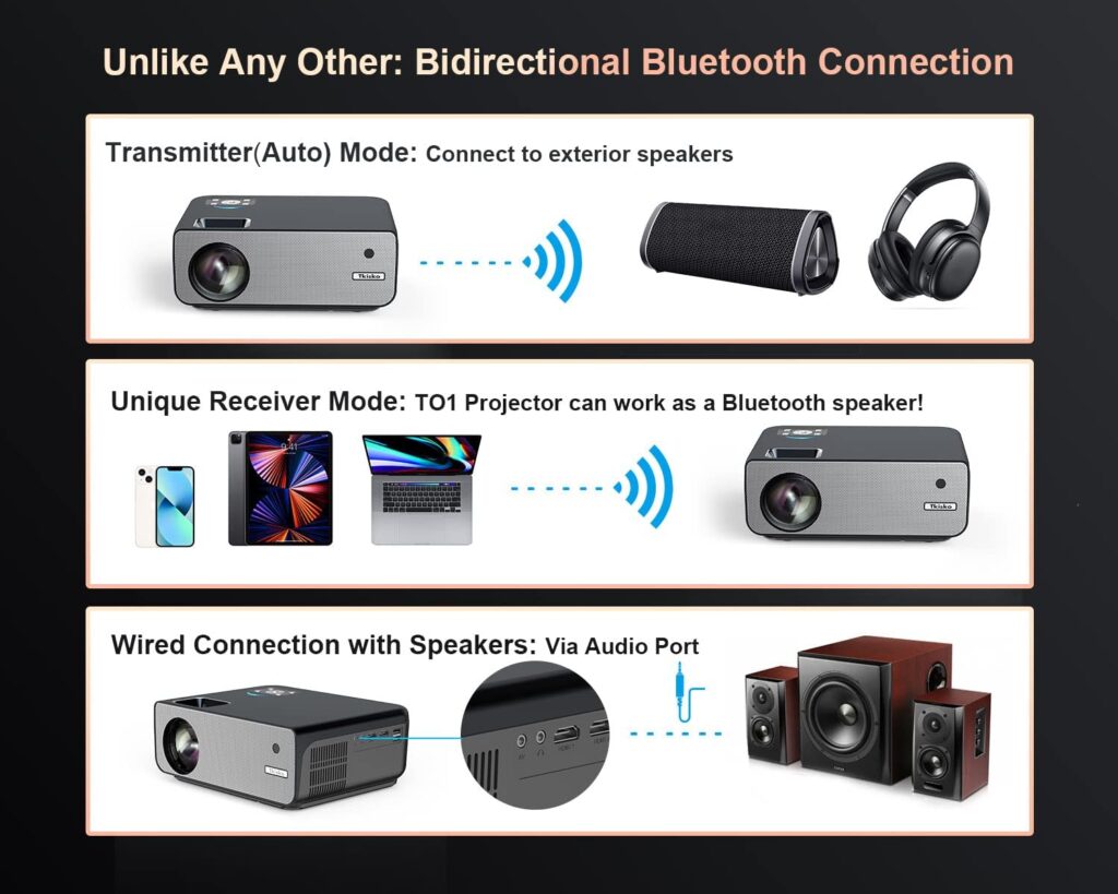 tkisko to1 projector - bidirectional bluetooth connection