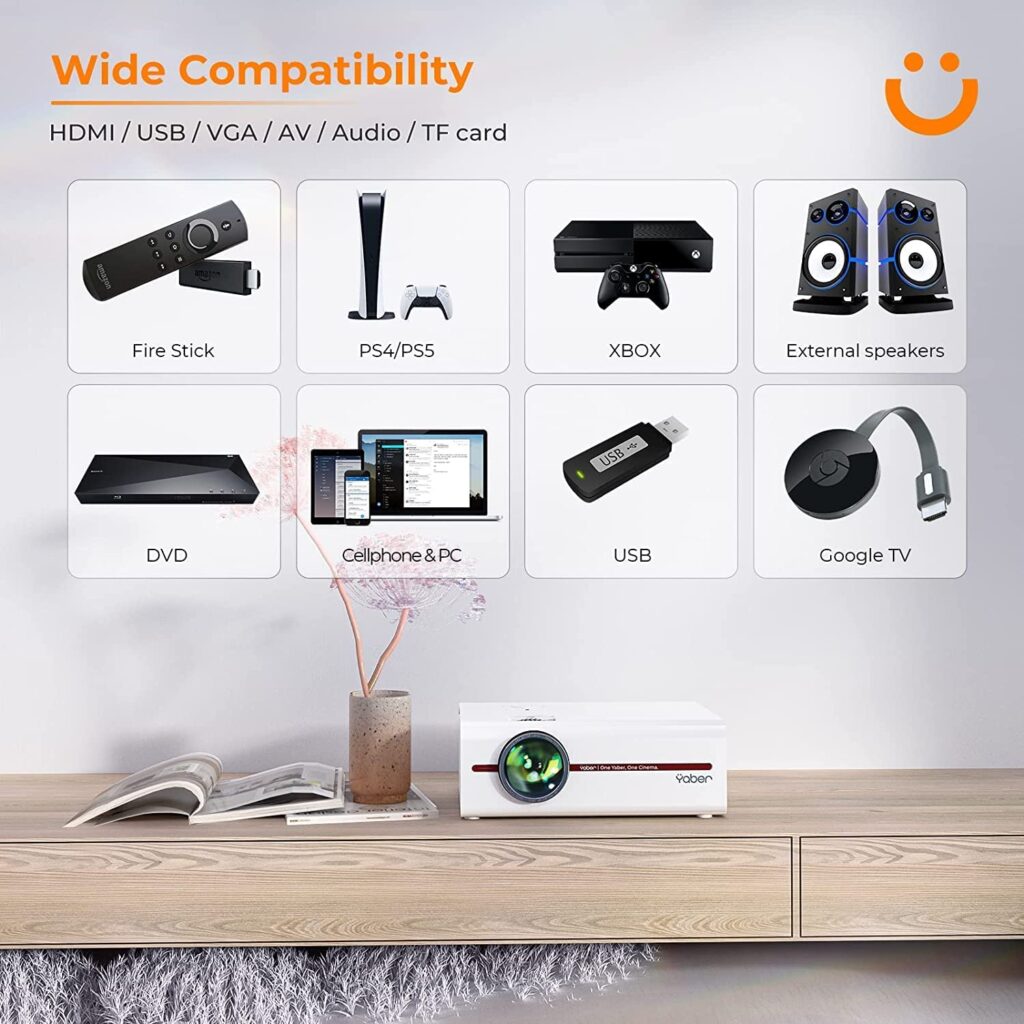 yaber v5 projector with wide compatibility