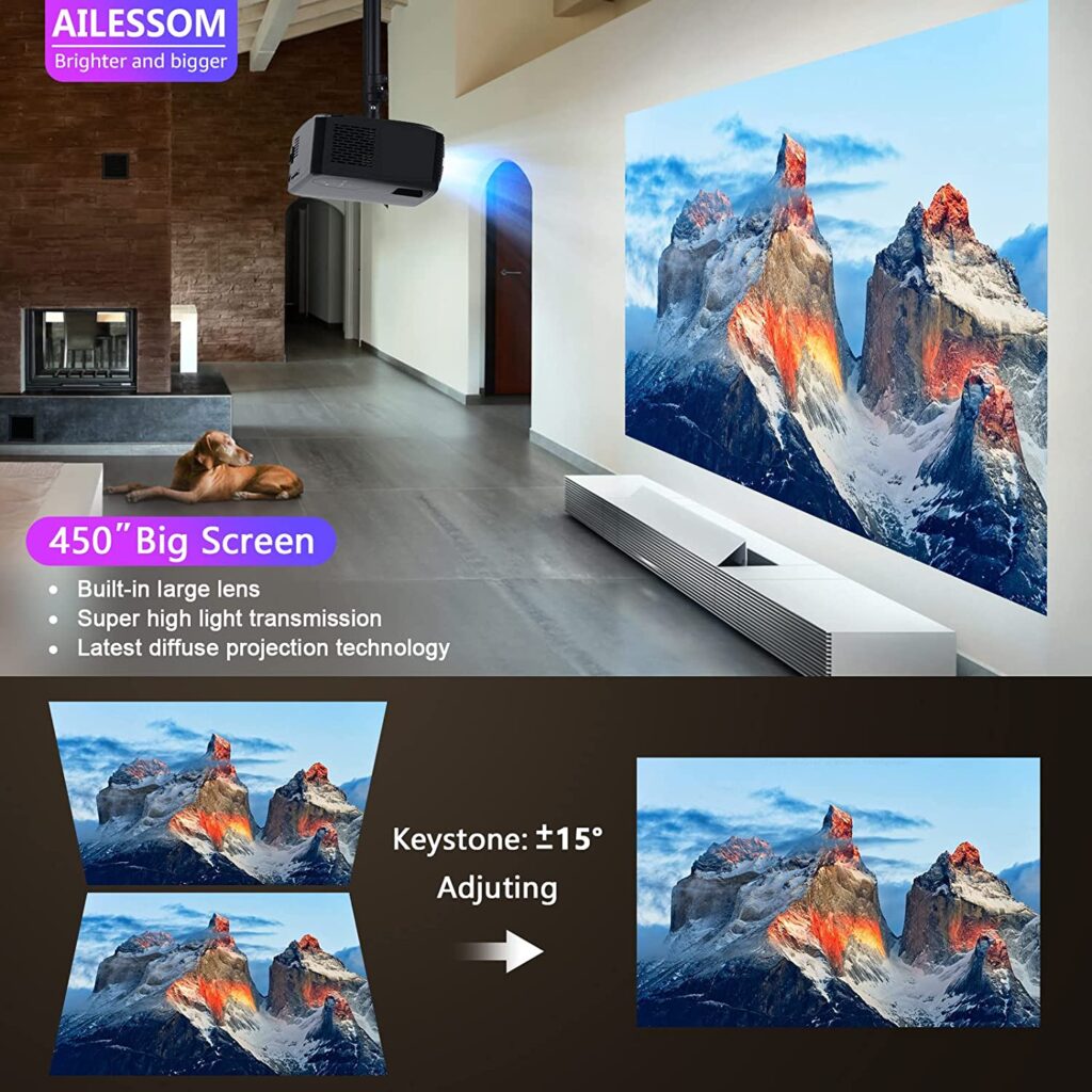 AILESSOM 9800LM 450 Display Support 4K Movie Projector