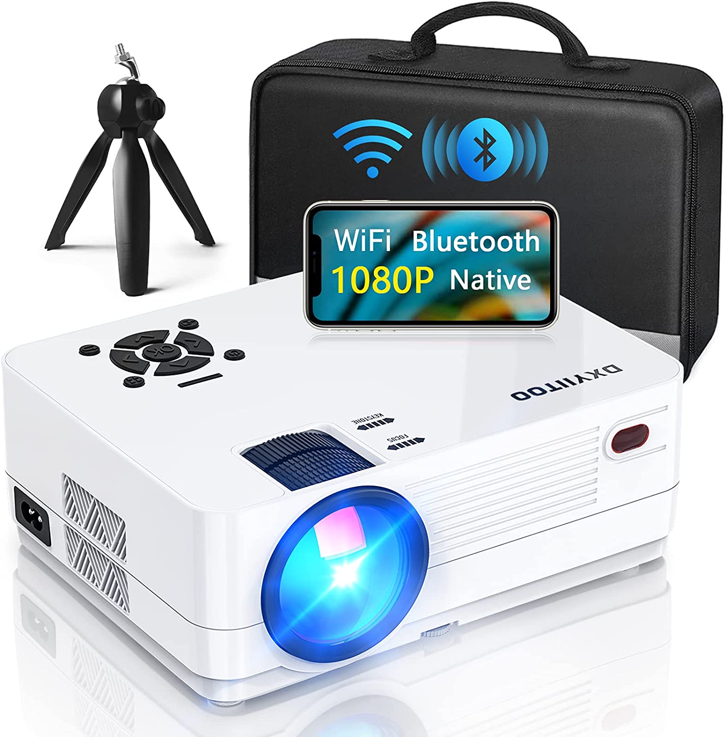 Native 1080P Projector with WiFi and Two-Way Bluetooth