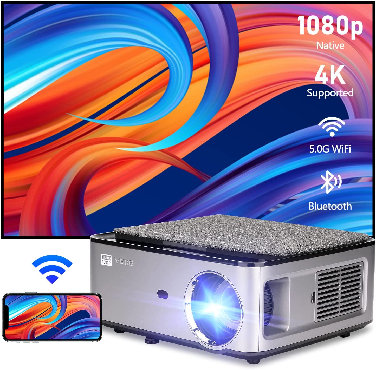 VGKE 1080P WiFi Projector 9000L