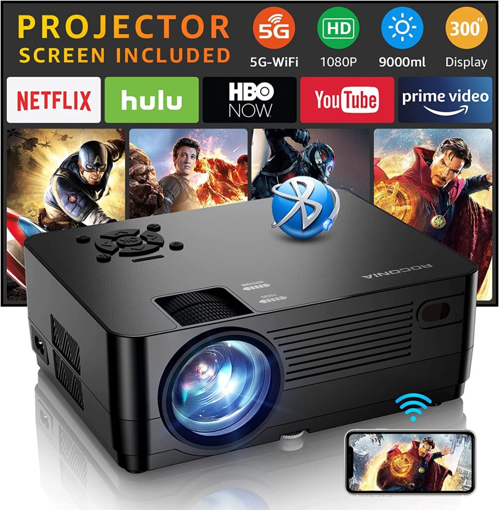 rconia 5G WiFi Bluetooth Native 1080P Projector