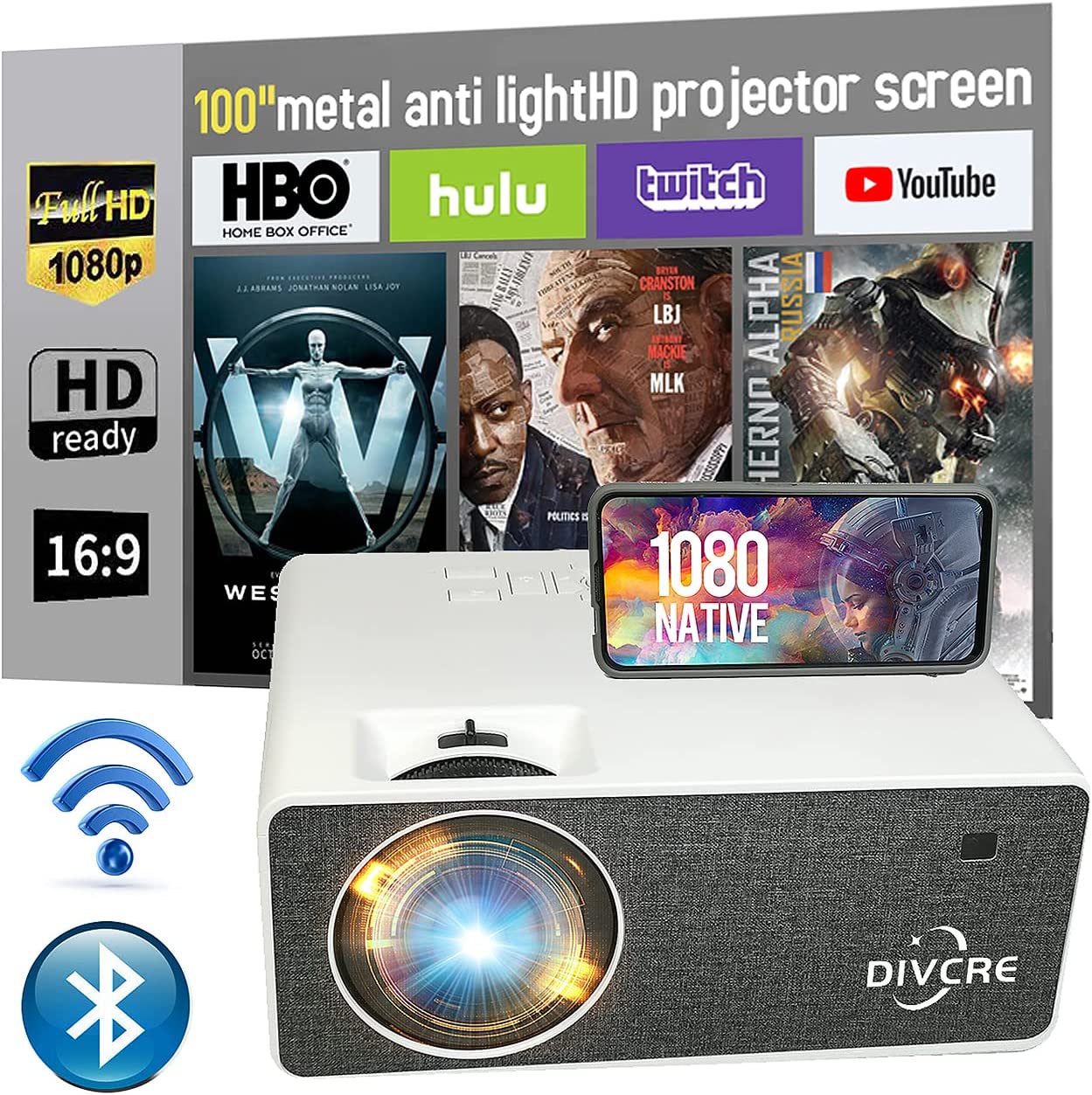 DIVCRE Projector Review, Pros & Cons - 1080P Bluetooth WiFi Projector