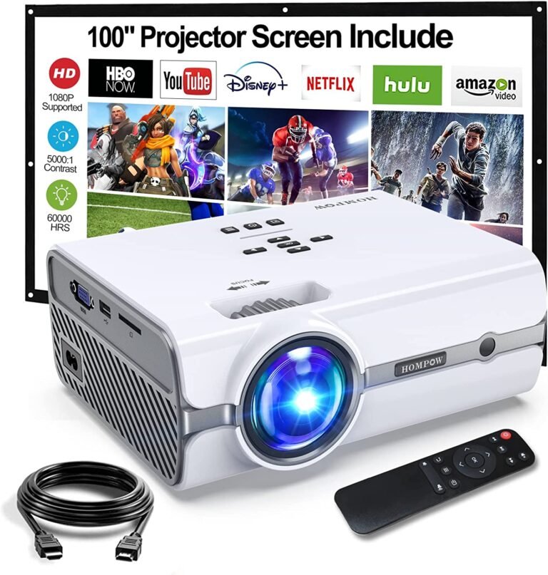 Hompow Projector Review, Pros & Cons 7500 Lumens, 720P Projector
