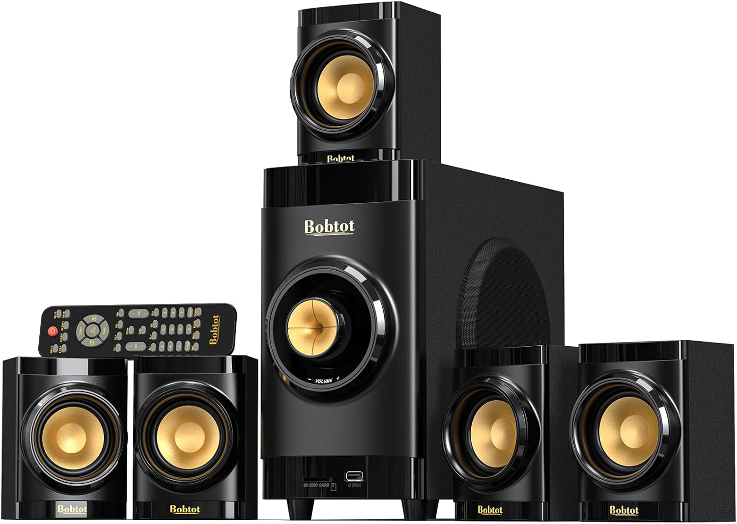 Bobtot Surround Sound Systems Small 5.1 Home Theater System Speakers