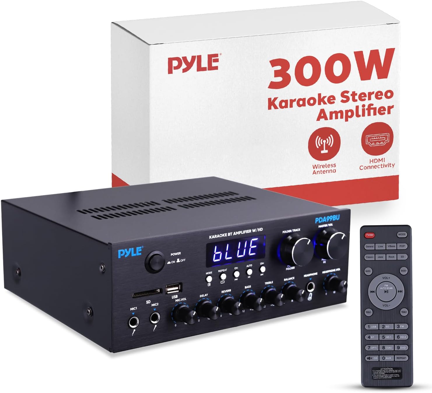 Pyle Wireless Bluetooth Streaming Amplifier, 300W