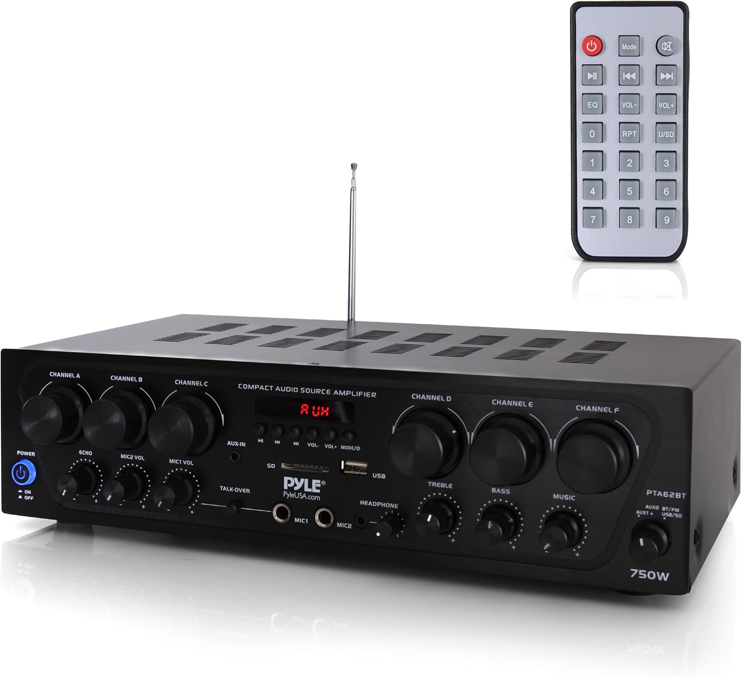 Pyle Wireless Bluetooth Home Audio Amplifier System-Upgraded 6 Channel 750 Watt Sound Power Stereo Receiver